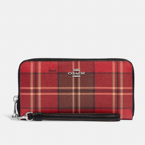 Coach Handbags - NWT Coach Long Zip Around Wallet with Tartan Plaid Print/Smooth Leather